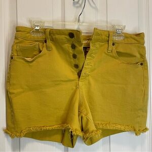 Universal Thread denim button fly cutoff shorts. Mustard yellow. Size 10.